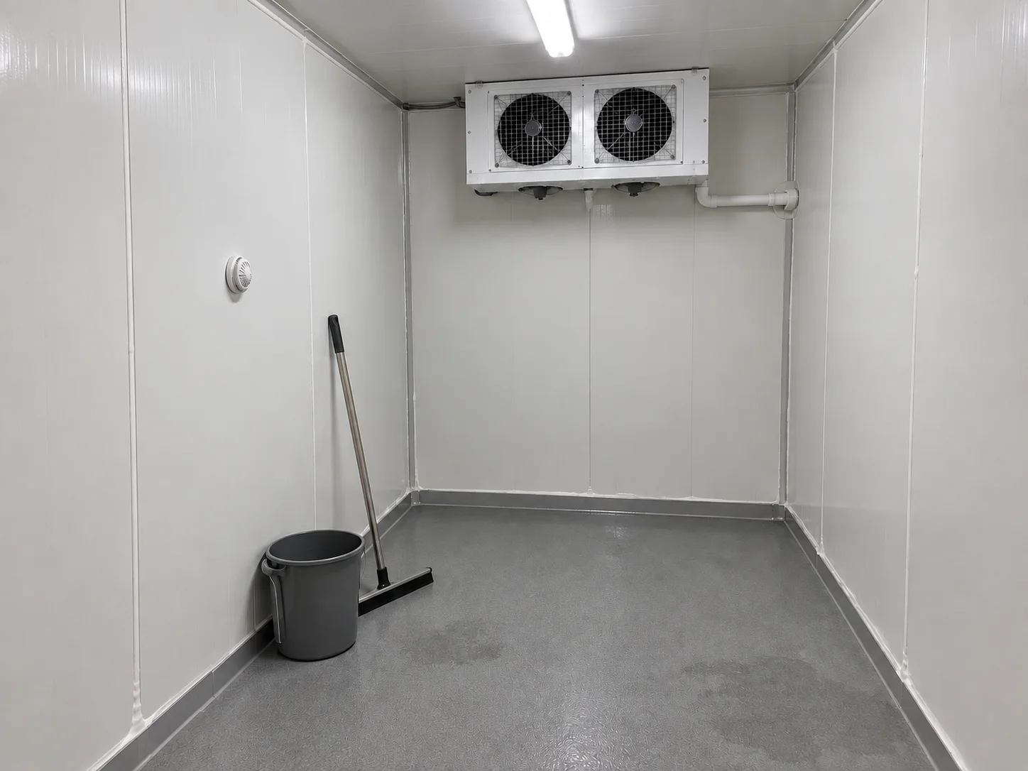 Intérieur de la chambre froide négative terminé avant la mise en froid